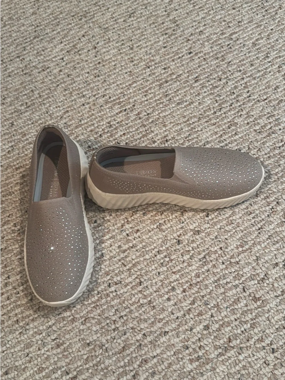 Life stride Bzees air step Women's Slip-On Casual Sneakers in Taupe with Sparkle